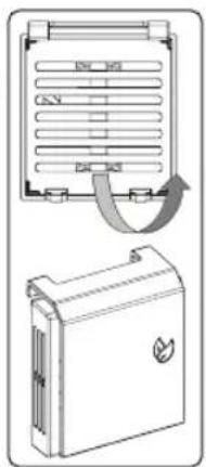 Diagram showing airflow or ventilation system with labeled components and directional arrows indicating flow direction.