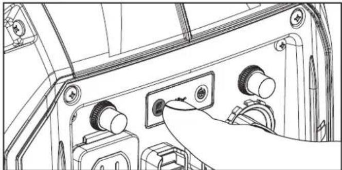Technical line drawing of a mechanical component with two ports and a cable outlet (no text or symbols)