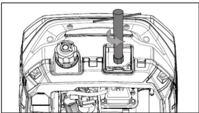 Technical line drawing of a car engine bay with internal components and no visible text or symbols