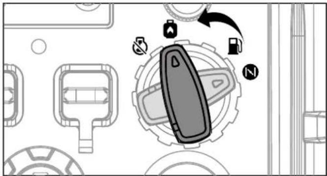 Diagram showing a vehicle interior with gear, lock, and directional arrows indicating movement or flow.