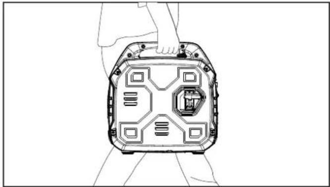 Line drawing of a device casing with internal components, viewed from above (no text or symbols)