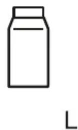Simple line drawing of a bottle with label 'L' below (no text or symbols on the bottle itself)