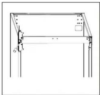 Technical line drawing of a rectangular frame with supports and mounting holes (no text or symbols)