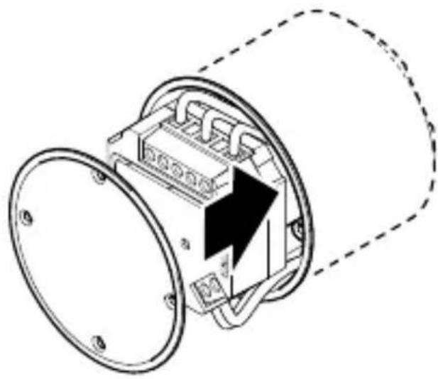 Technical line drawing of a mechanical component with internal structure and mounting holes (no text or symbols)