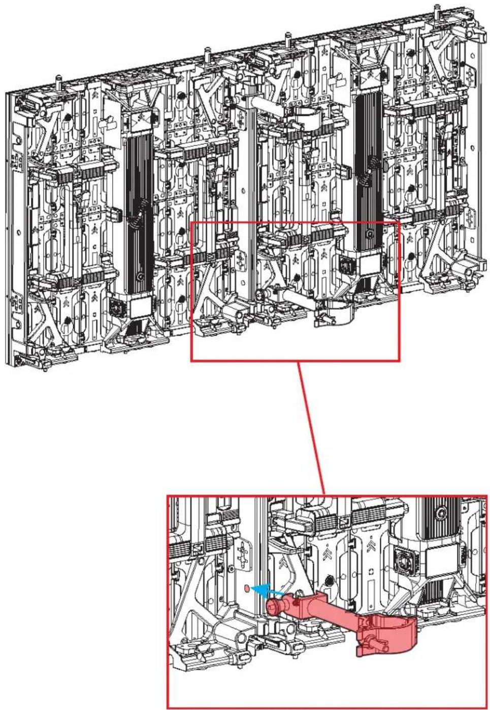Technical line drawing of an internal mechanical assembly with no visible text or symbols