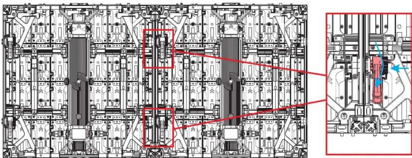 Technical schematic of an electronic device floor plan with internal components and highlighted red pathways (no text or labels)