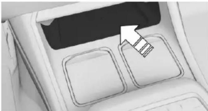 Diagram of a device interior with two square buttons and a highlighted screen (no text or symbols)