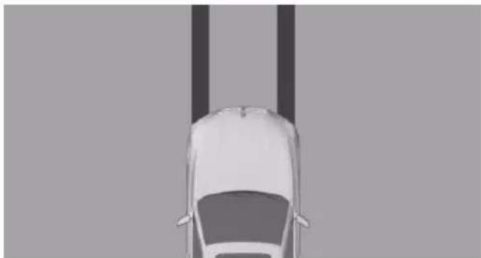 Top-down view of a car with two vertical posts above the roof (no text or symbols visible)