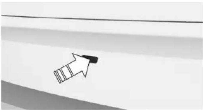 Simple black arrow pointing right over a light gray background with diagonal lines (no text or symbols)
