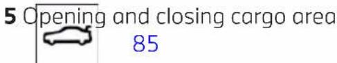 5 Opening and closing cargo area 85