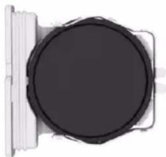 Top-down view of a mechanical component with a circular head and flanged side (no text or symbols visible)