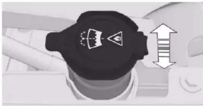 Top-down view of a car head with a black helmet and warning symbol, showing airflow direction (no text or labels)