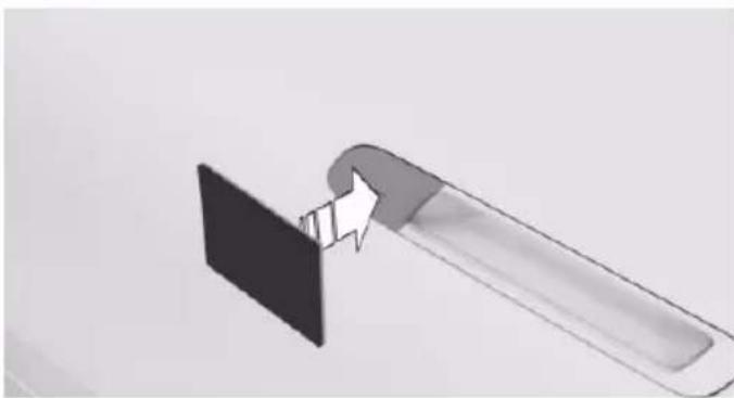 Diagram showing a device interacting with a screen, no text or symbols present