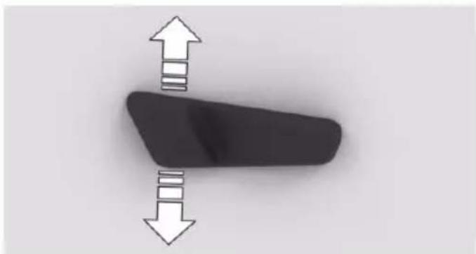 Simple diagram of a mechanical component with two opposing arrows indicating upward and downward motion (no text or symbols)