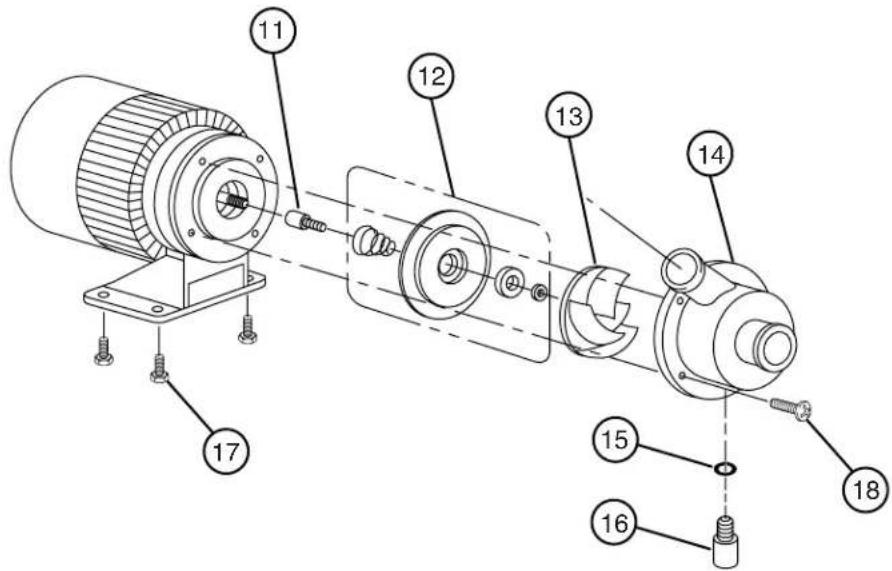 Technical diagram of an electric motor assembly with numbered components for identification