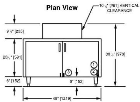 Plan View 10 ½" [261] VERTICAL CLEARANCE 9 ½" [235] 23 ½" [591] 38 ½" [978] 6" [152] 6" [152] 48" [1219]