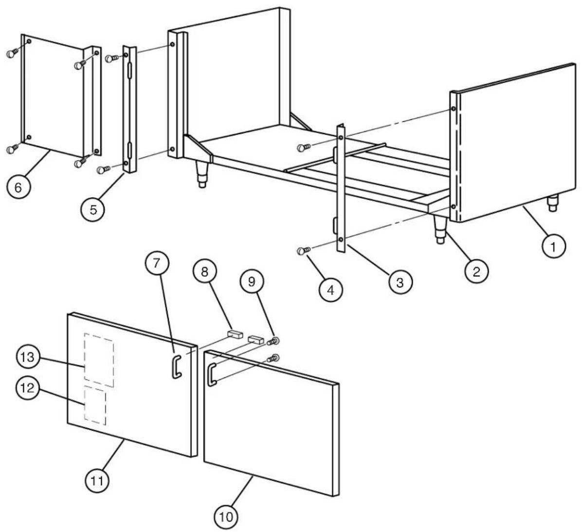 Technical diagram of a modular device with numbered components for assembly or maintenance reference.