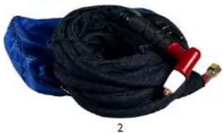 Coiled black hose with red hose and blue cover, labeled '2' (no text or symbols on the hose itself)