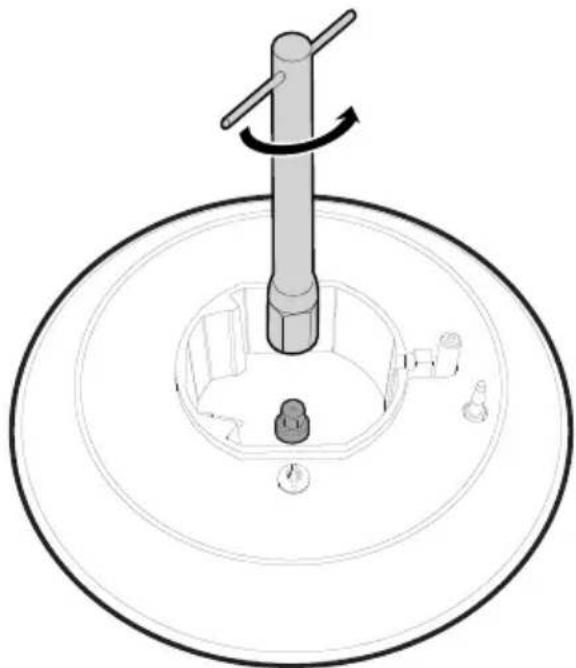 Diagram of a mechanical device with rotating shaft and base, showing internal components (no text or symbols).