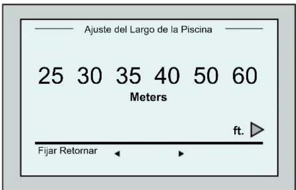 Ajuste del Largo de la Piscina 25 30 35 40 50 60 Meters ft. Fijar Retornar ◀ ◀