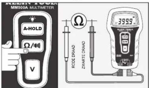 MM500A MULTIMETER A-HOLD Ω/μV V Ω 3999 ZWAARTE DRAAD