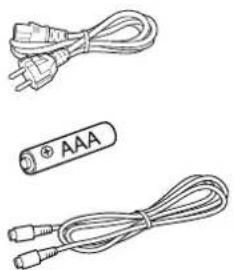 Illustration of two types of electrical plugs and cables, one with a power plug and cable, the other with a battery labeled 'AAA' (no text or symbols on the cables themselves)