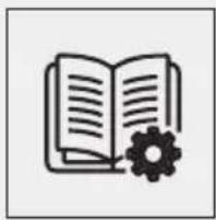 Icon of an open book with a gear symbol, representing learning or work (no text or symbols present)