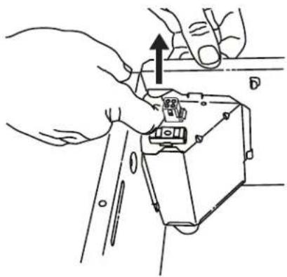 Illustration of hands installing or adjusting a mechanical component with a tool (no text or symbols visible)