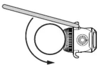 Schéma d'un dispositif mécanique avec un arbre rotatif et un composant circulaire (sans texte ni symboles)