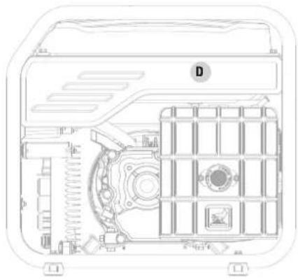 Technical line drawing of a mechanical device interior showing internal components like gears and housing (no text or symbols)