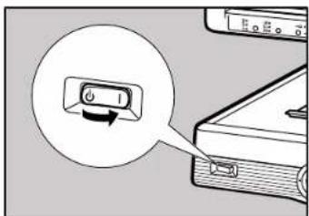 Diagram showing a button labeled 'On' being inserted into a device, with an arrow pointing to it.