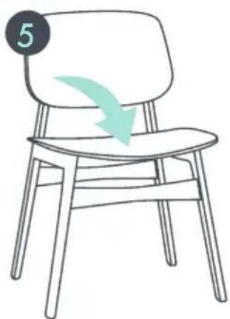 Simple line drawing of a chair with a seat and arrow indicating rotation (no text or symbols)