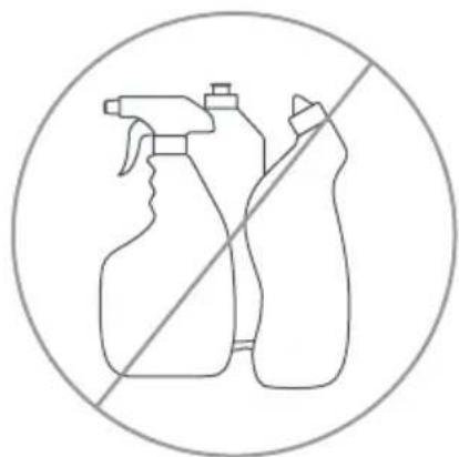 Two spray bottles crossed out by a diagonal line, enclosed in a circle (no text or symbols)