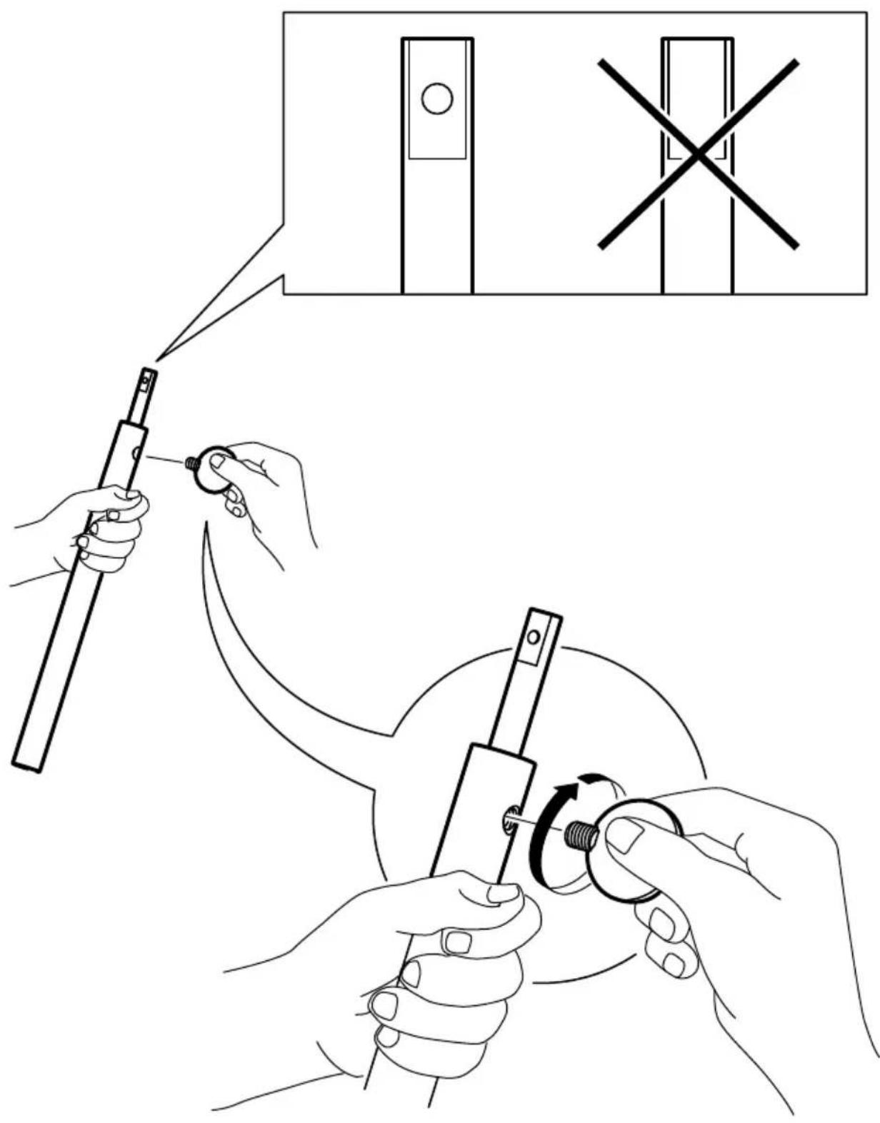 Diagram illustrating hand tool application for electrical switch operation, showing correct and incorrect states with magnified view of door opening