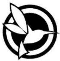 Abstract black-and-white circular logo with three stylized leaf-like shapes (no text or symbols)