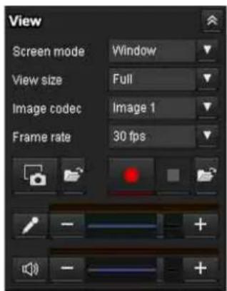 View: Screen mode Window, View size Full, Image codec Image 1, Frame rate 30 fps
