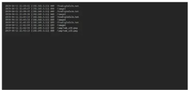 2003-06-15 21:39:01 [192.368.6.11] GET /configdefnla.txt 2003-06-15 21:40:13 [192.368.6.11] GET /ampel 2003-06-15 21:40:15 [192.368.6.11] GET /configdefnla.txt 2003-06-15 21:40:30 [192.368.6.11] GET /ampel 2003-06-15 21:40:10 [192.368.6.11] GET /configdefnla.txt 2003-06-15 21:40:12 [192.368.6.11] GE…