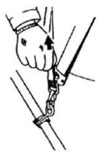 Illustration of a hand using a cable to tie a rope, no text or symbols present
