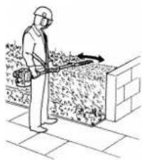 Illustration of a person spraying water on a tiled wall with a directional arrow (no text or symbols)