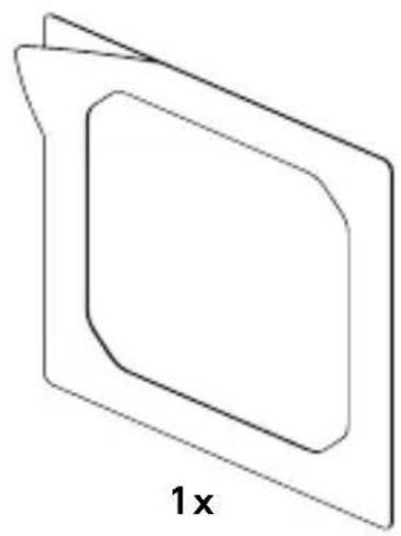 Simple line drawing of a rectangular frame with an rounded corner and a label '1x' below (no text or symbols on the frame itself)