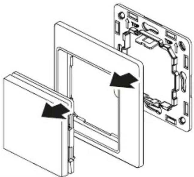Technical diagram showing a mechanical assembly with arrows indicating directional components (no text or symbols present)