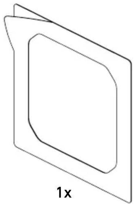 Simple line drawing of a rectangular frame with an oval cutout, labeled '1x' below (no text or symbols within the diagram itself)