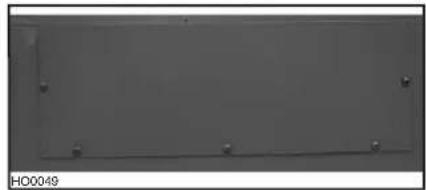 Exterior view of a rectangular metal panel with mounting holes and a central hole (no text or symbols visible)