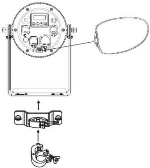 Technical diagram of a device with labeled components and exploded view, showing internal components and assembly steps.