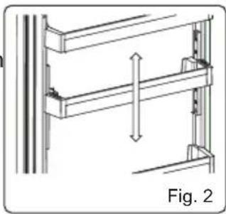 Technical line drawing of a structural frame with vertical dimension and label Fig. 2 (no text or symbols on the diagram itself).