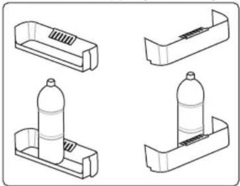 Four technical line drawings of plastic containers with different internal structures (no text or symbols).