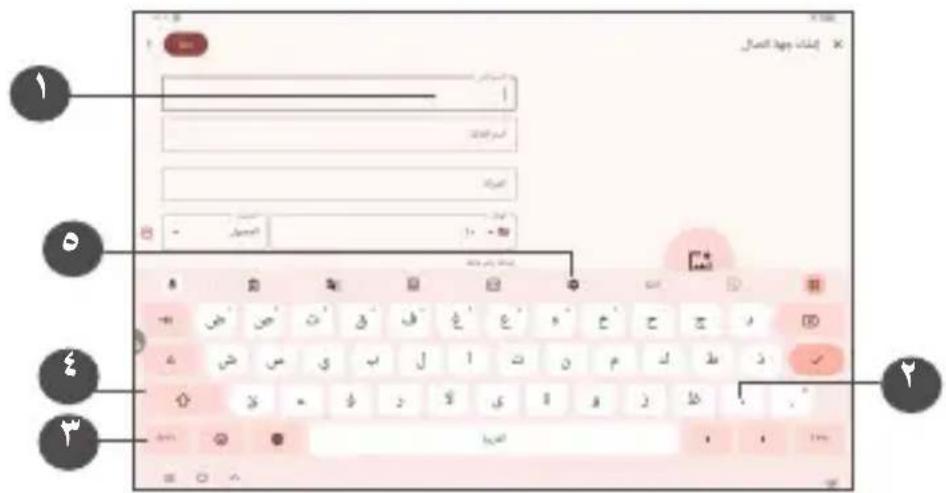 Capture d'écran d'une interface de méthode de saisie arabe avec des boutons étiquetés et une disposition de clavier
