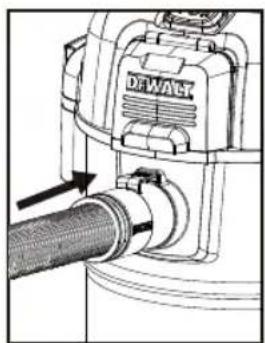 Technical diagram of a DFWART industrial machine with hoses and pipe connection (no text or symbols)