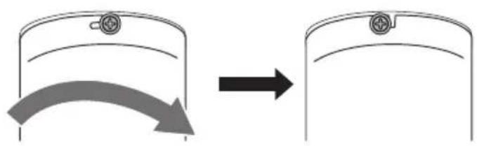 Diagram showing a cylindrical container being shifted from left to right, with no text or symbols present.