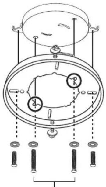 Technical diagram of a mechanical assembly with multiple components and mounting holes (no text or labels)